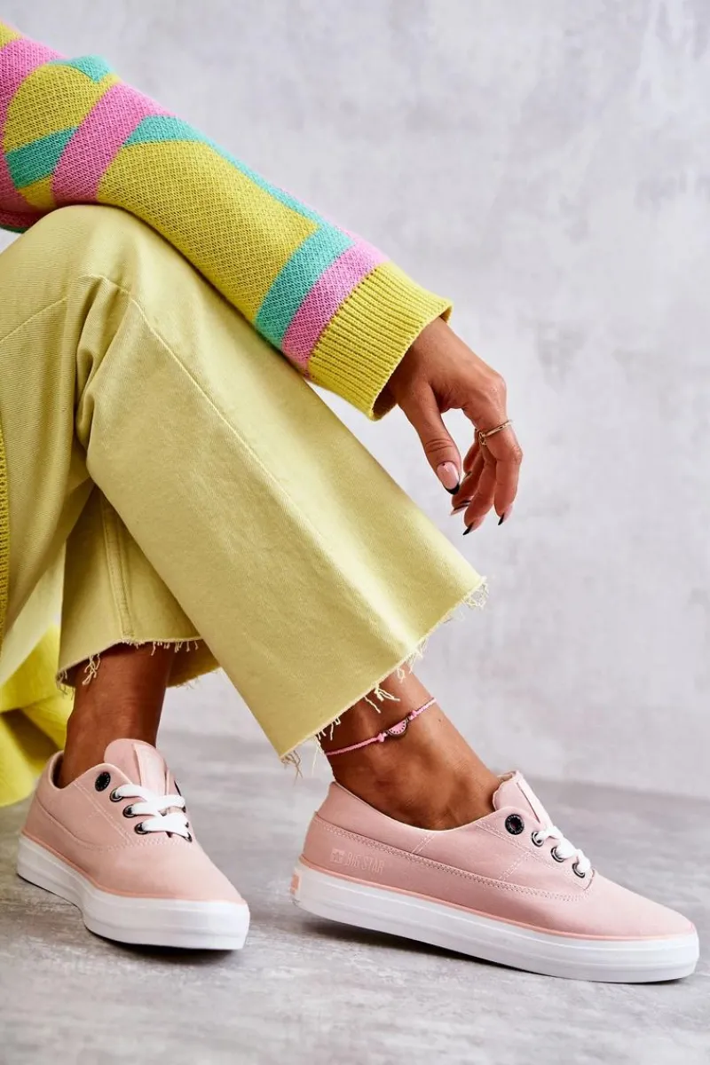 Best Big Star Shoes Materiałowe Damskie Tenisówki Big Star KK274020 Nude