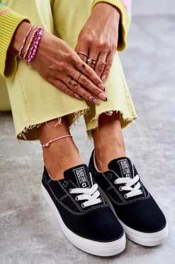 Discount Big Star Shoes Materiałowe Damskie Tenisówki Big Star KK274019 Czarne Czarny