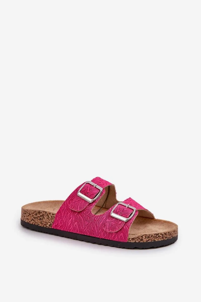 Klapki Korkowe|Klapki Na Platformie>Boto Materiałowe Klapki Na Korkowej Podeszwie Z Klamrami Fuksja Atera Różowy