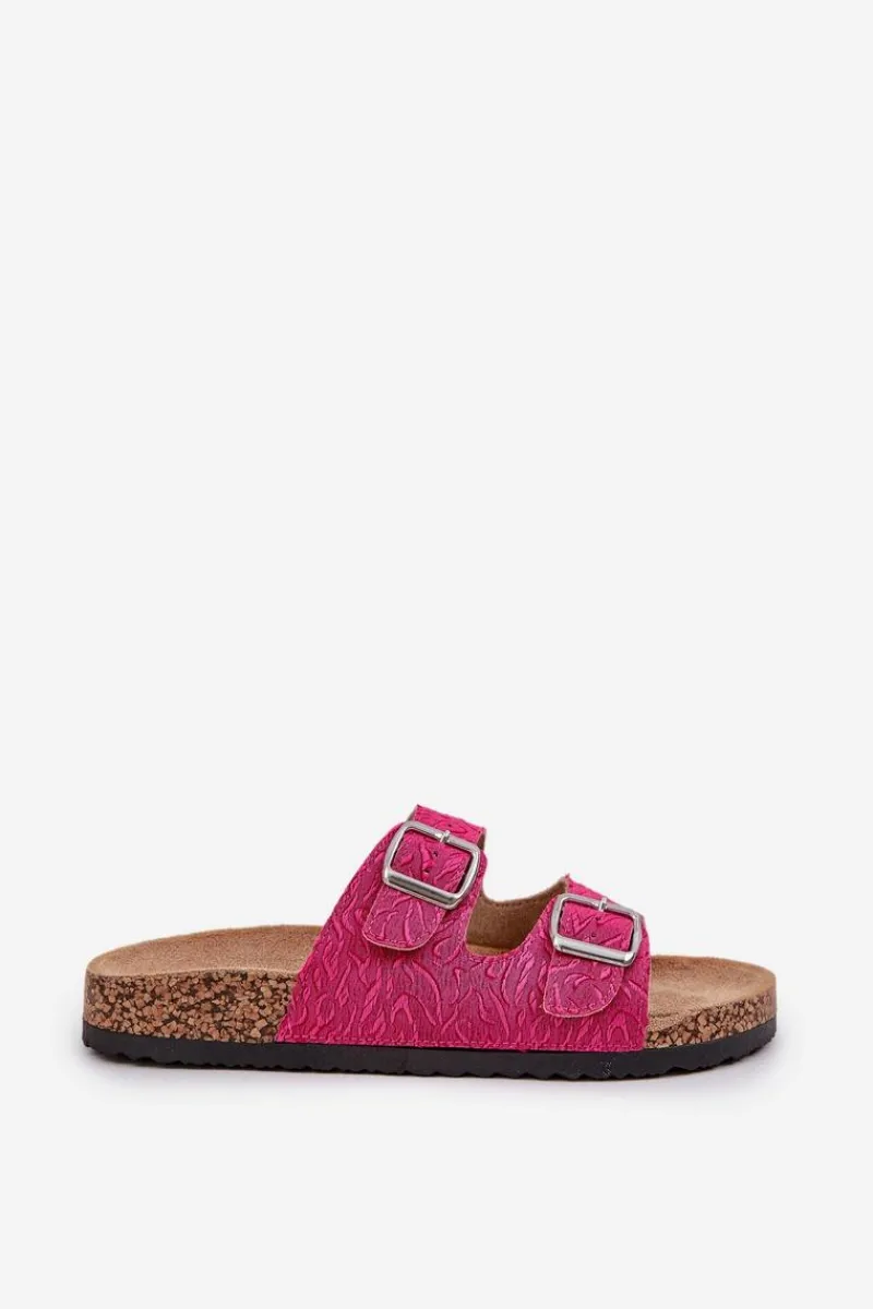 Klapki Korkowe|Klapki Na Platformie>Boto Materiałowe Klapki Na Korkowej Podeszwie Z Klamrami Fuksja Atera Różowy