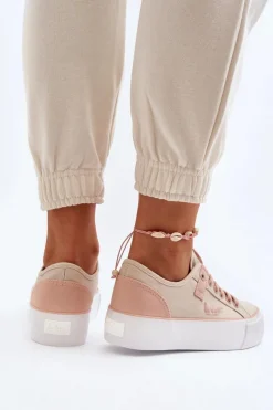 Online Lee Cooper Materiałowe Trampki Damskie LCW-24-31-2196 Beżowe