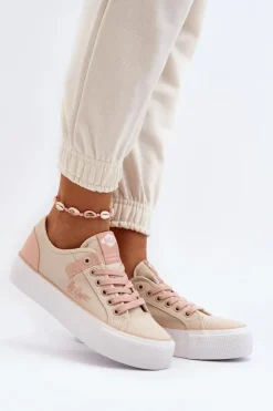 Online Lee Cooper Materiałowe Trampki Damskie LCW-24-31-2196 Beżowe