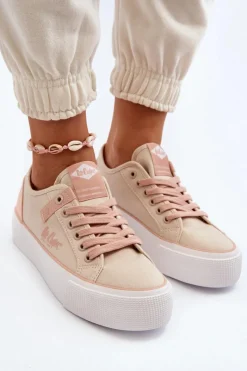 Online Lee Cooper Materiałowe Trampki Damskie LCW-24-31-2196 Beżowe