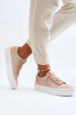 Online Lee Cooper Materiałowe Trampki Damskie LCW-24-31-2196 Beżowe