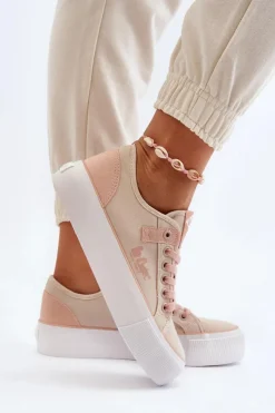 Online Lee Cooper Materiałowe Trampki Damskie LCW-24-31-2196 Beżowe