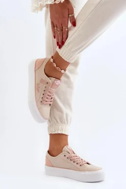 Online Lee Cooper Materiałowe Trampki Damskie LCW-24-31-2196 Beżowe