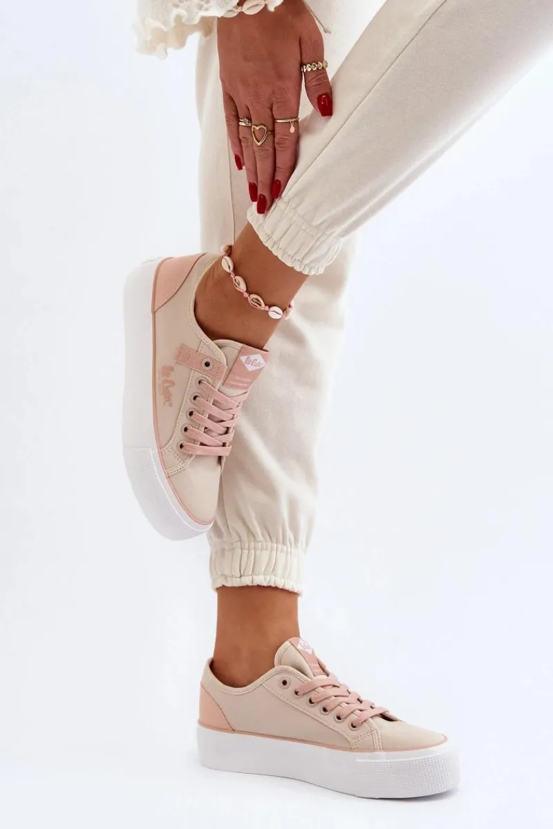 Online Lee Cooper Materiałowe Trampki Damskie LCW-24-31-2196 Beżowe