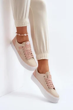 Online Lee Cooper Materiałowe Trampki Damskie LCW-24-31-2196 Beżowe