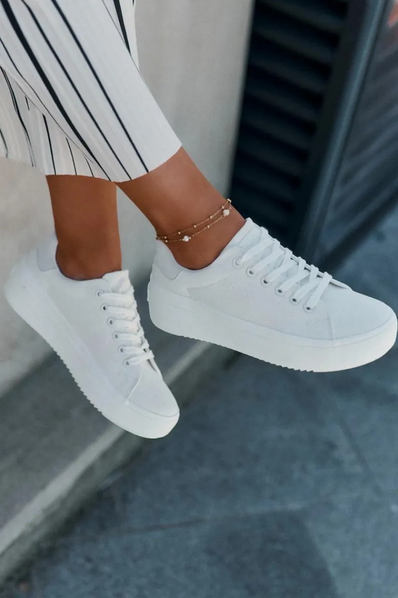 Trampki Damskie Big Star|Trampki Damskie Niskie>Big Star Shoes Materiałowe Trampki Damskie Na Platformie Big Star RR274463 Białe