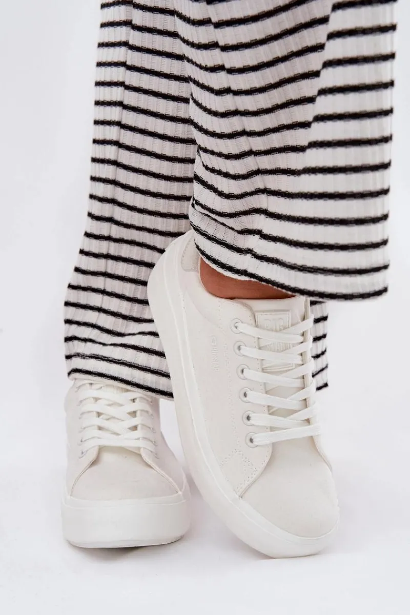 Trampki Damskie Big Star|Trampki Damskie Niskie>Big Star Shoes Materiałowe Trampki Damskie Na Platformie Big Star RR274463 Białe