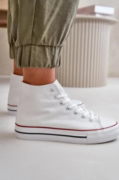 Sale Boto Materiałowe Trampki Damskie Za Kostkę Białe Onaria