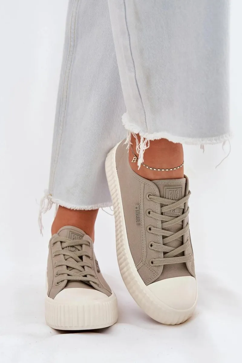 Big Star Shoes Materiałowe Trampki Damskie Na Platformie Big Star RR274779 Szare Szary