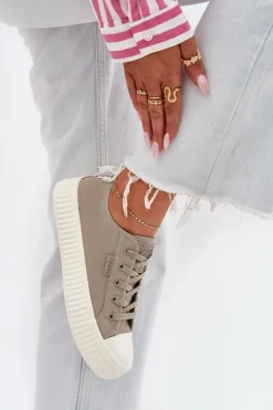 Big Star Shoes Materiałowe Trampki Damskie Na Platformie Big Star RR274779 Szare Szary