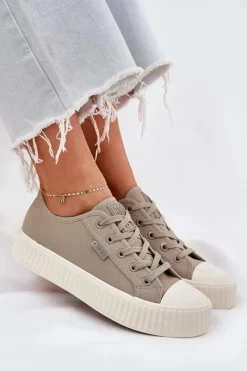 Big Star Shoes Materiałowe Trampki Damskie Na Platformie Big Star RR274779 Szare Szary