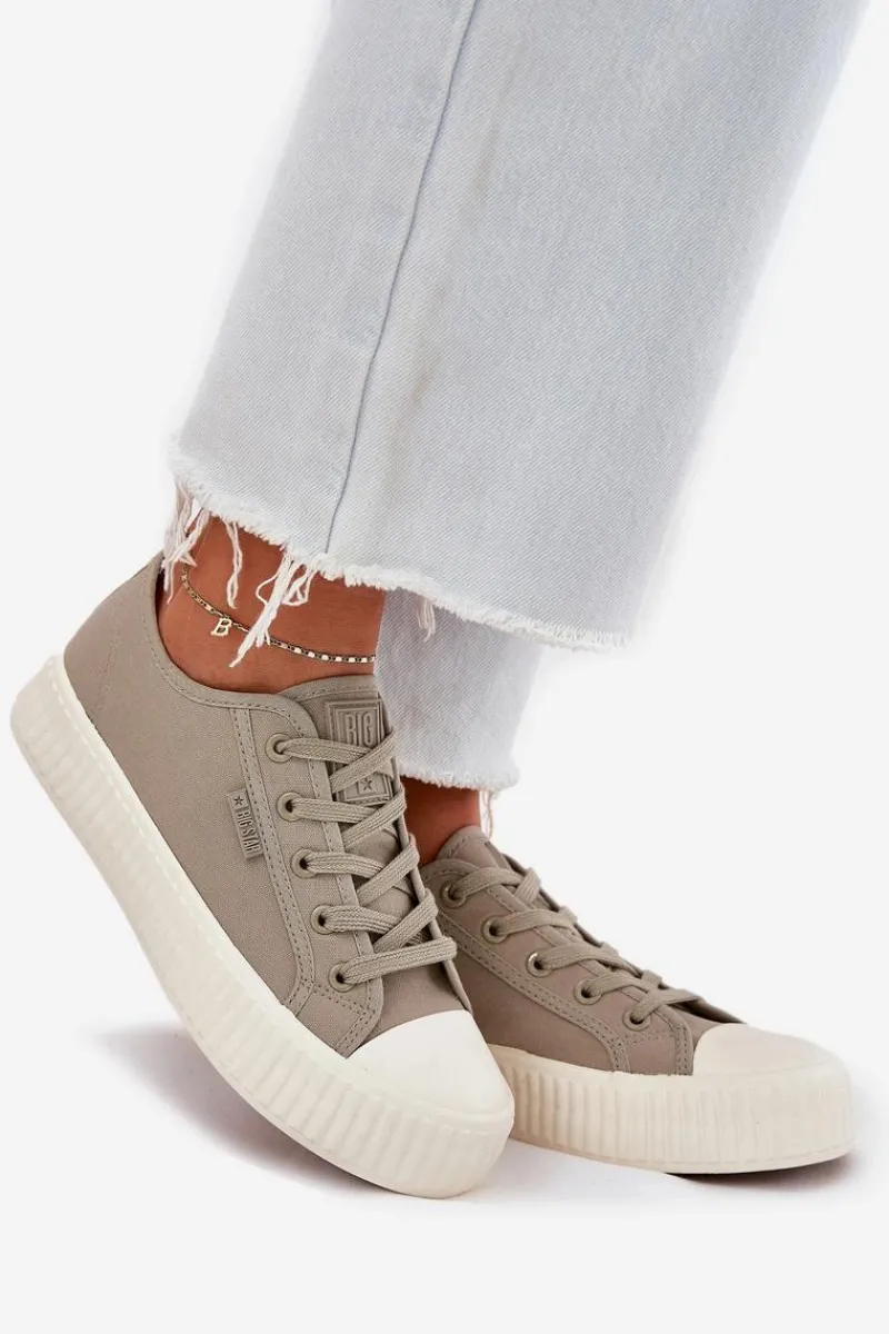 Big Star Shoes Materiałowe Trampki Damskie Na Platformie Big Star RR274779 Szare Szary