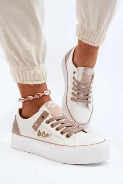 Discount Materiałowe Trampki Damskie LCW-24-31-2198 Białe Damskie Trampki Damskie Niskie