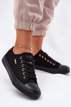 Trampki Damskie Big Star|Trampki Damskie Niskie>Big Star Shoes Materiałowe Trampki Damskie Big Star RR274765 Czarne Czarny