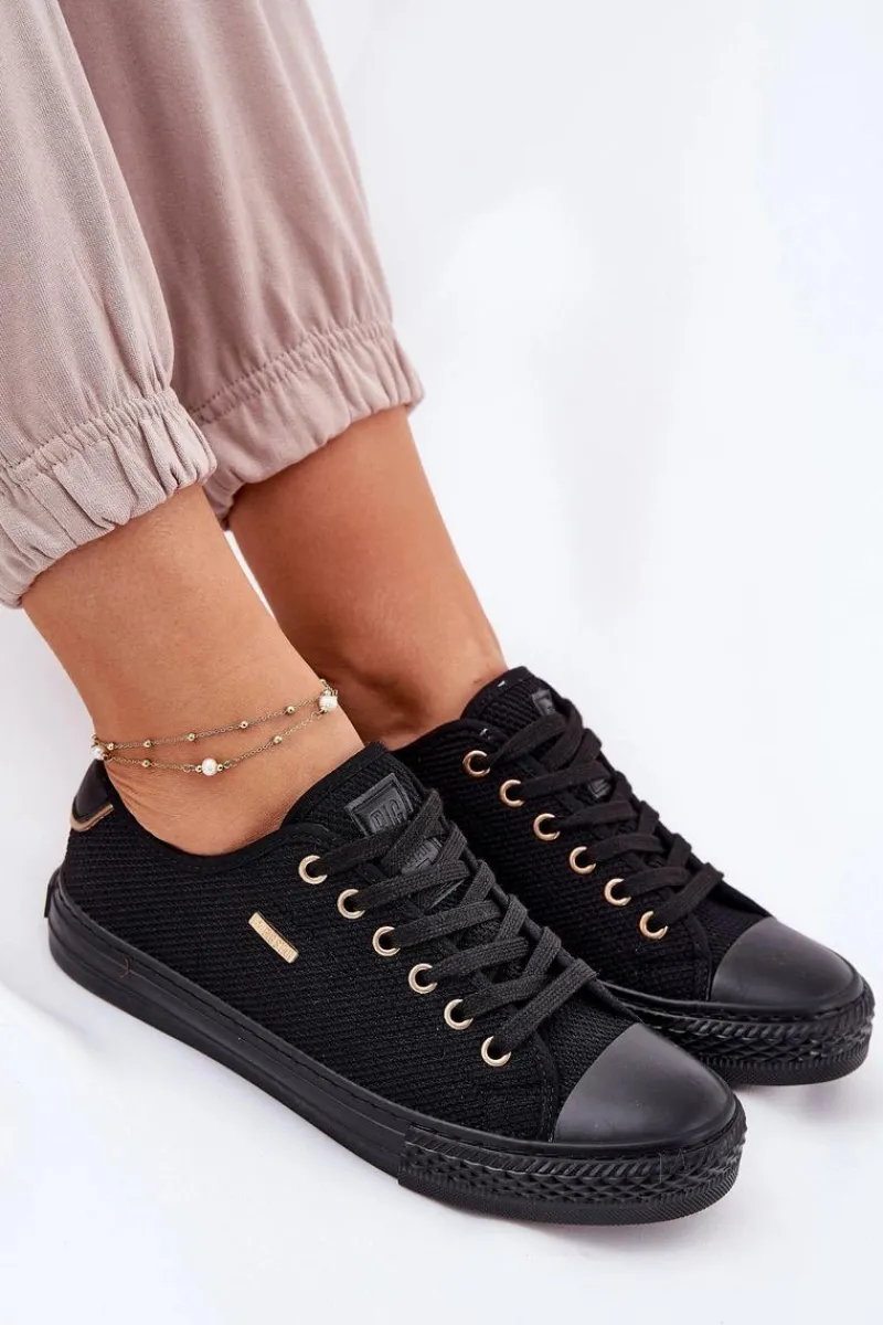 Trampki Damskie Big Star|Trampki Damskie Niskie>Big Star Shoes Materiałowe Trampki Damskie Big Star RR274765 Czarne Czarny