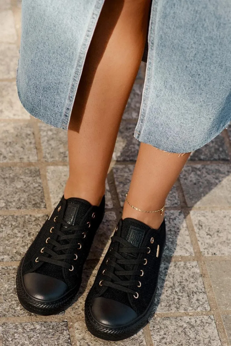 Trampki Damskie Big Star|Trampki Damskie Niskie>Big Star Shoes Materiałowe Trampki Damskie Big Star RR274765 Czarne Czarny