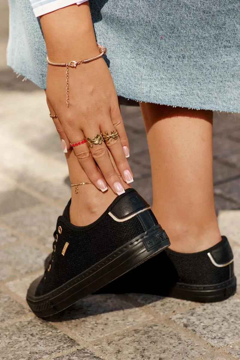 Trampki Damskie Big Star|Trampki Damskie Niskie>Big Star Shoes Materiałowe Trampki Damskie Big Star RR274765 Czarne Czarny