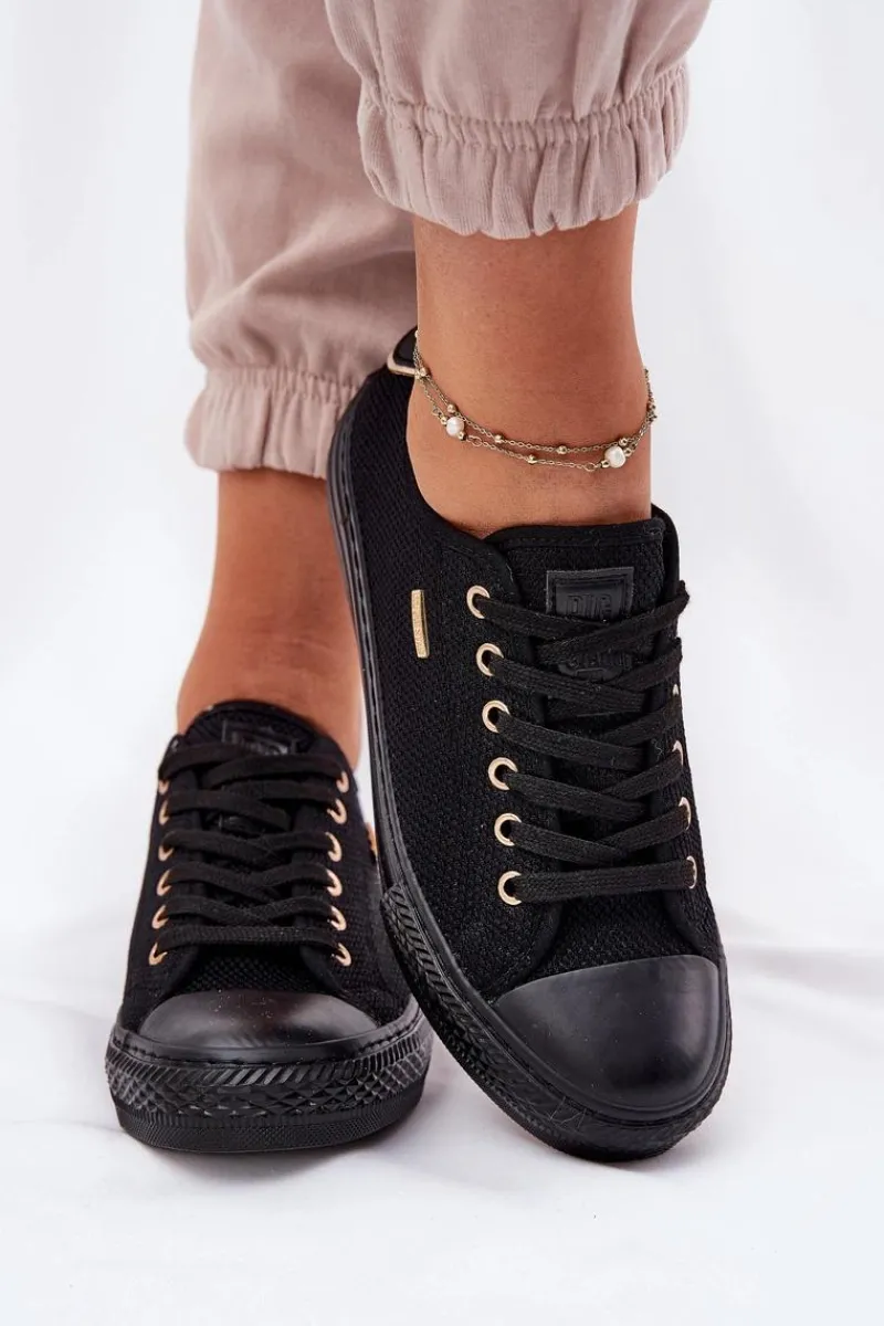 Trampki Damskie Big Star|Trampki Damskie Niskie>Big Star Shoes Materiałowe Trampki Damskie Big Star RR274765 Czarne Czarny