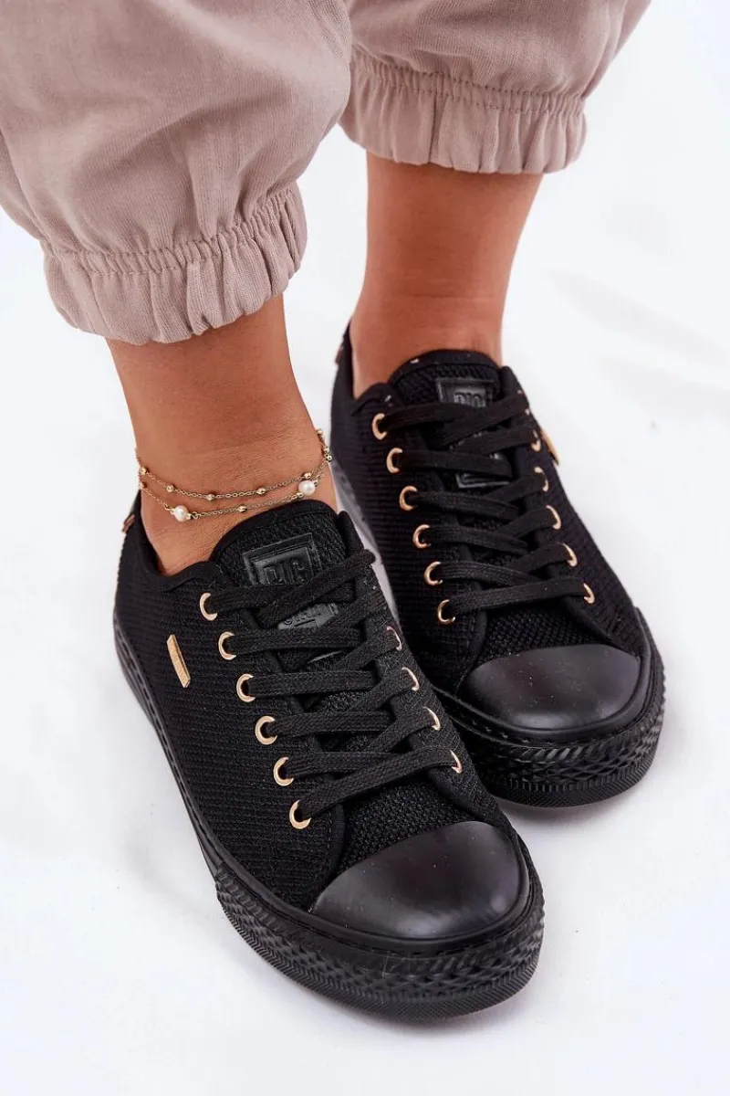 Trampki Damskie Big Star|Trampki Damskie Niskie>Big Star Shoes Materiałowe Trampki Damskie Big Star RR274765 Czarne Czarny