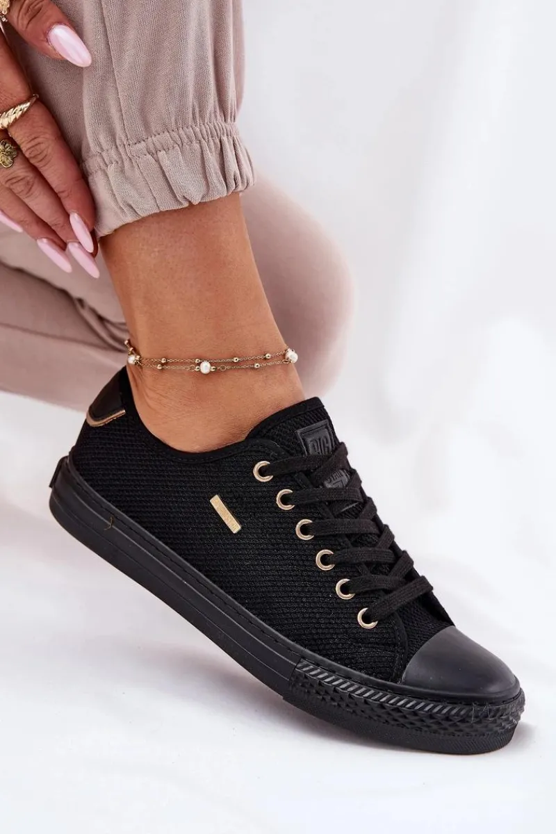 Trampki Damskie Big Star|Trampki Damskie Niskie>Big Star Shoes Materiałowe Trampki Damskie Big Star RR274765 Czarne Czarny