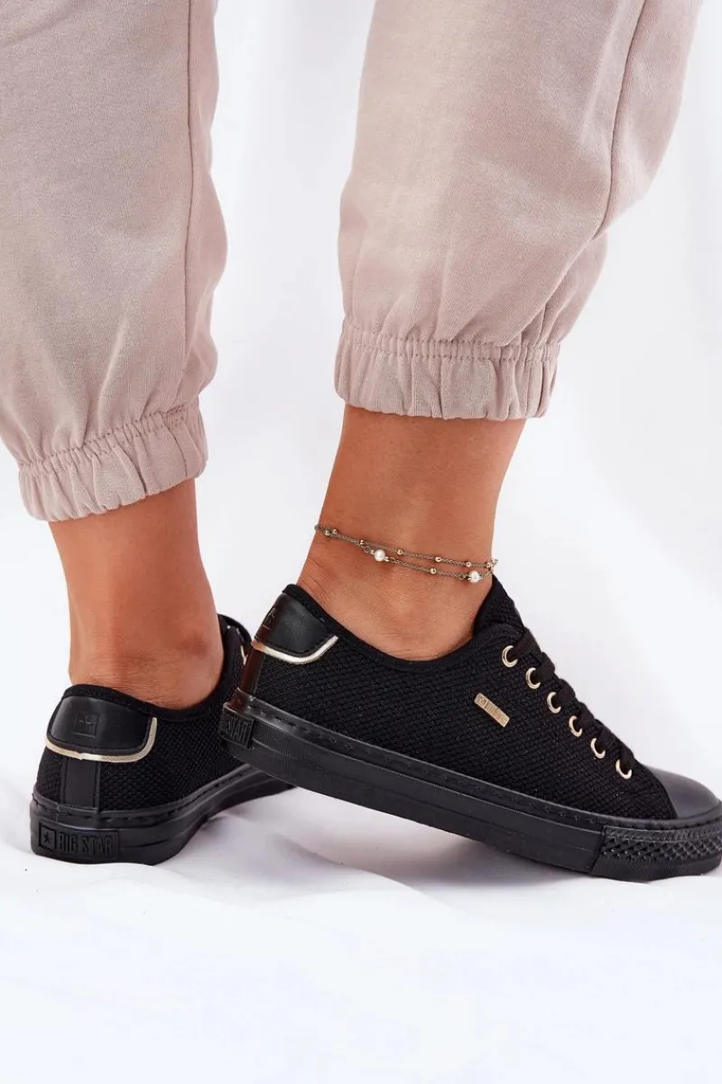 Trampki Damskie Big Star|Trampki Damskie Niskie>Big Star Shoes Materiałowe Trampki Damskie Big Star RR274765 Czarne Czarny