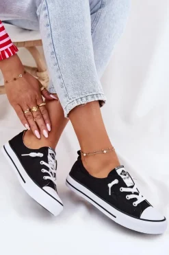 New Lee Cooper Materiałowe Trampki Damskie LCW-25-02-3299L Czarne Czarny