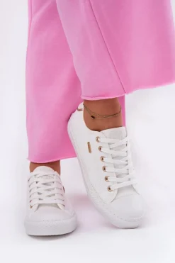 New Materiałowe Trampki Damskie Big Star RR274766 Białe Damskie Trampki Damskie Big Star|Trampki Damskie Niskie