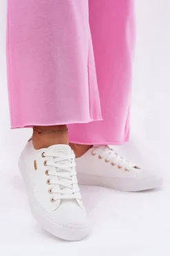 New Materiałowe Trampki Damskie Big Star RR274766 Białe Damskie Trampki Damskie Big Star|Trampki Damskie Niskie