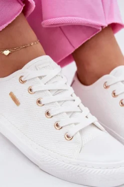 New Materiałowe Trampki Damskie Big Star RR274766 Białe Damskie Trampki Damskie Big Star|Trampki Damskie Niskie