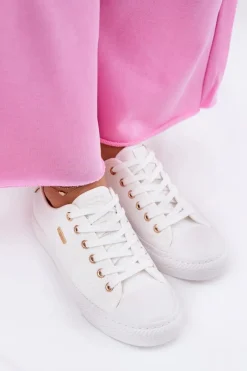 New Materiałowe Trampki Damskie Big Star RR274766 Białe Damskie Trampki Damskie Big Star|Trampki Damskie Niskie