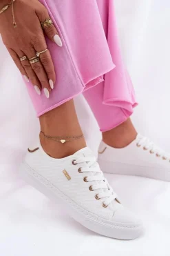 New Materiałowe Trampki Damskie Big Star RR274766 Białe Damskie Trampki Damskie Big Star|Trampki Damskie Niskie