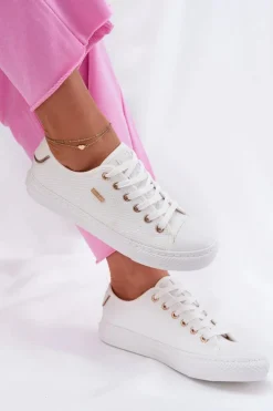 New Materiałowe Trampki Damskie Big Star RR274766 Białe Damskie Trampki Damskie Big Star|Trampki Damskie Niskie