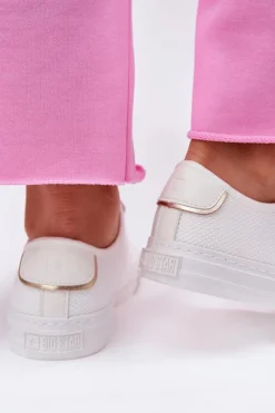 New Materiałowe Trampki Damskie Big Star RR274766 Białe Damskie Trampki Damskie Big Star|Trampki Damskie Niskie