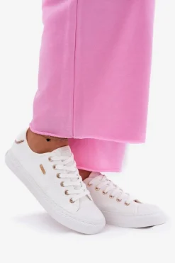 New Materiałowe Trampki Damskie Big Star RR274766 Białe Damskie Trampki Damskie Big Star|Trampki Damskie Niskie