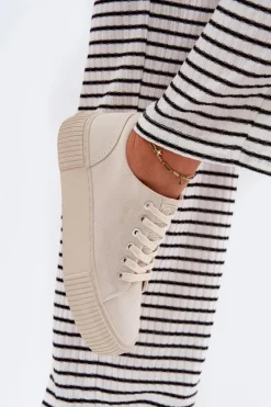 Best Materiałowe Trampki Damskie Big Star RR274407 Beżowe Damskie Trampki Damskie Big Star|Trampki Damskie Niskie