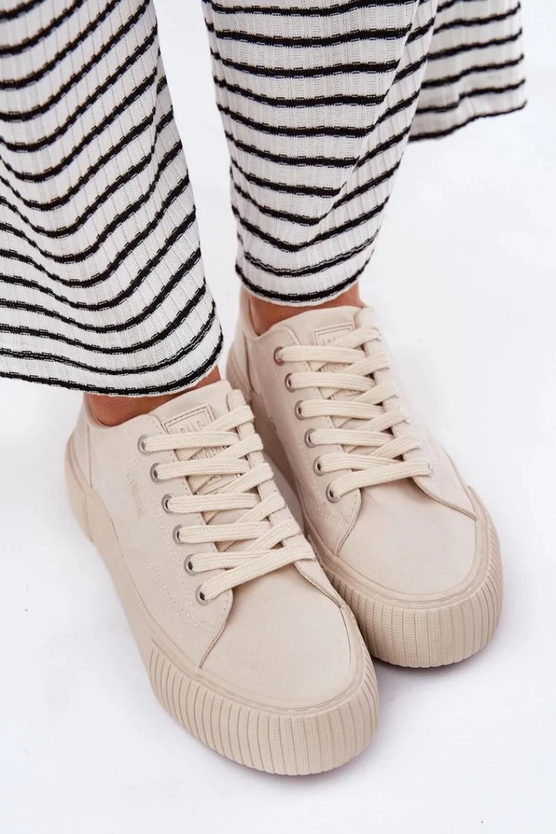 Best Materiałowe Trampki Damskie Big Star RR274407 Beżowe Damskie Trampki Damskie Big Star|Trampki Damskie Niskie