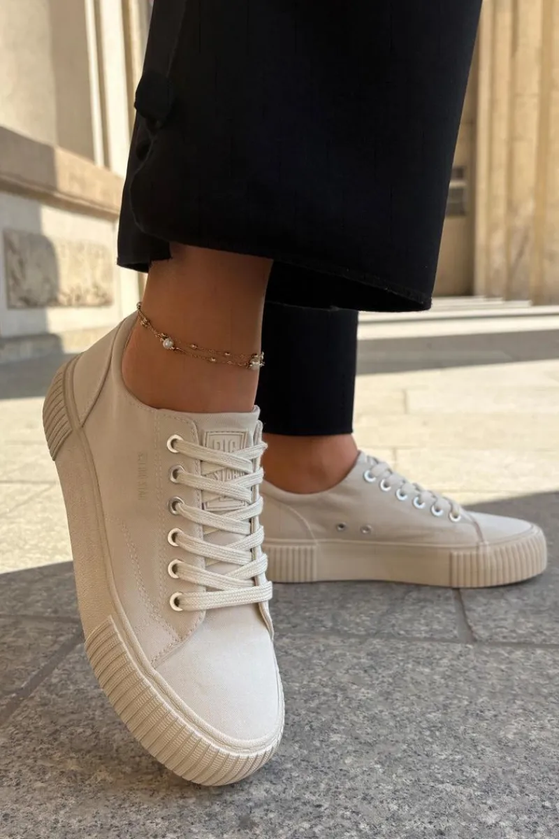 Best Materiałowe Trampki Damskie Big Star RR274407 Beżowe Damskie Trampki Damskie Big Star|Trampki Damskie Niskie