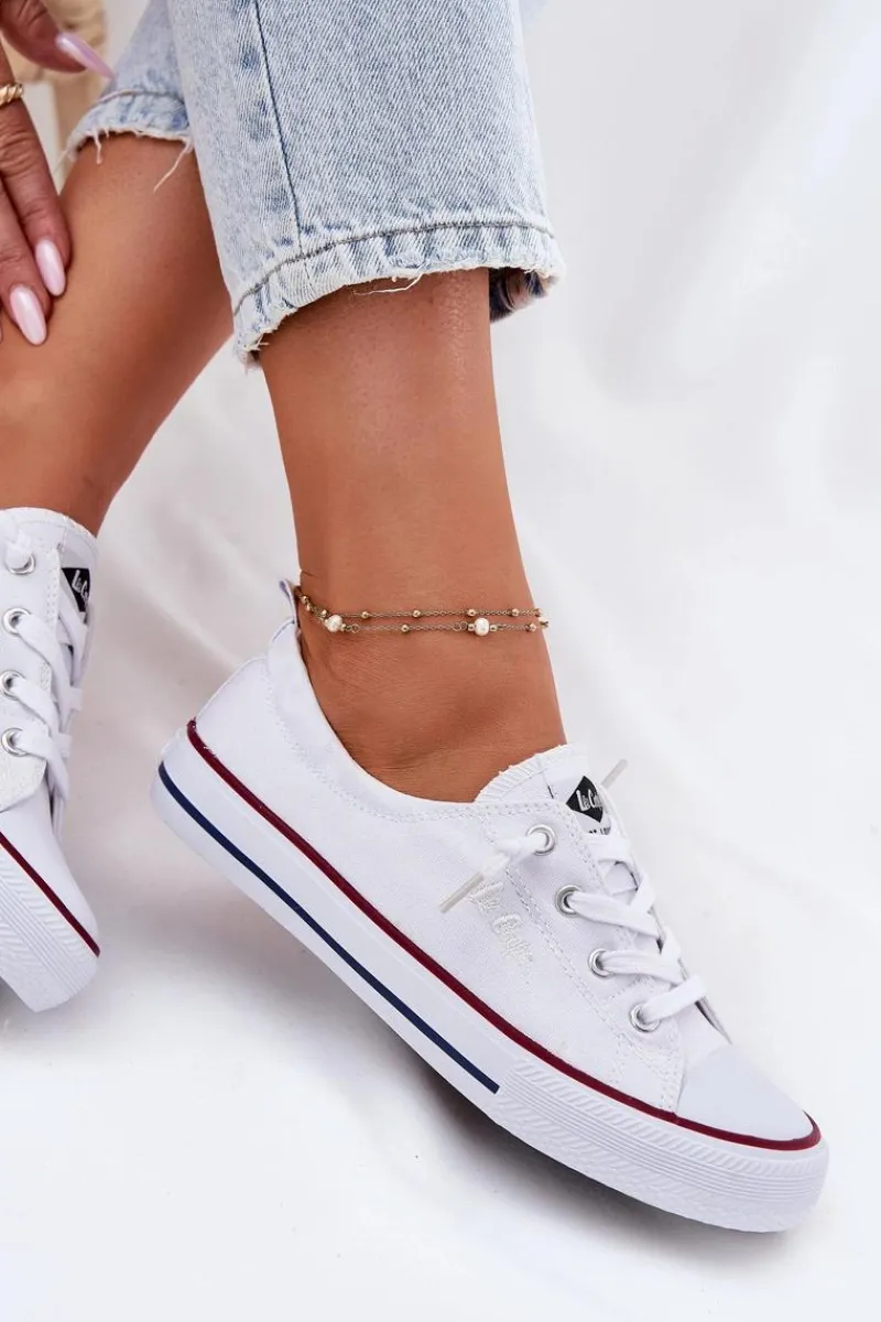 Discount Lee Cooper Materiałowe Trampki Damskie LCW-25-02-3296L Białe
