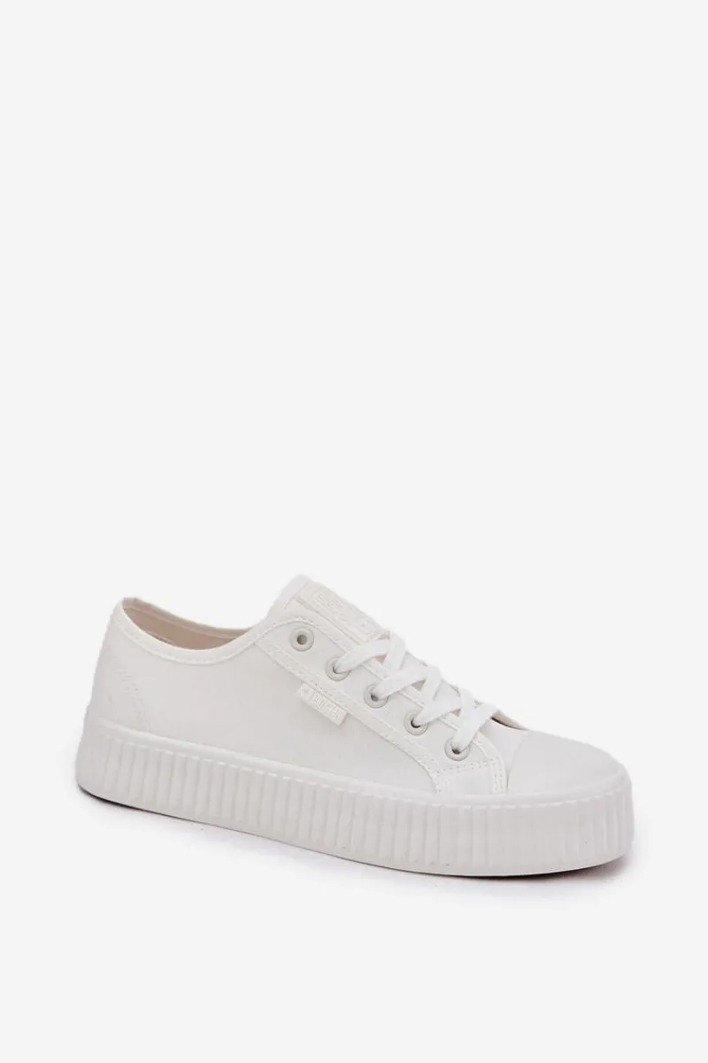 Trampki Damskie Big Star|Trampki Damskie Niskie>Big Star Shoes Materiałowe Trampki Damskie Na Platformie Big Star RR274776 Białe Biały