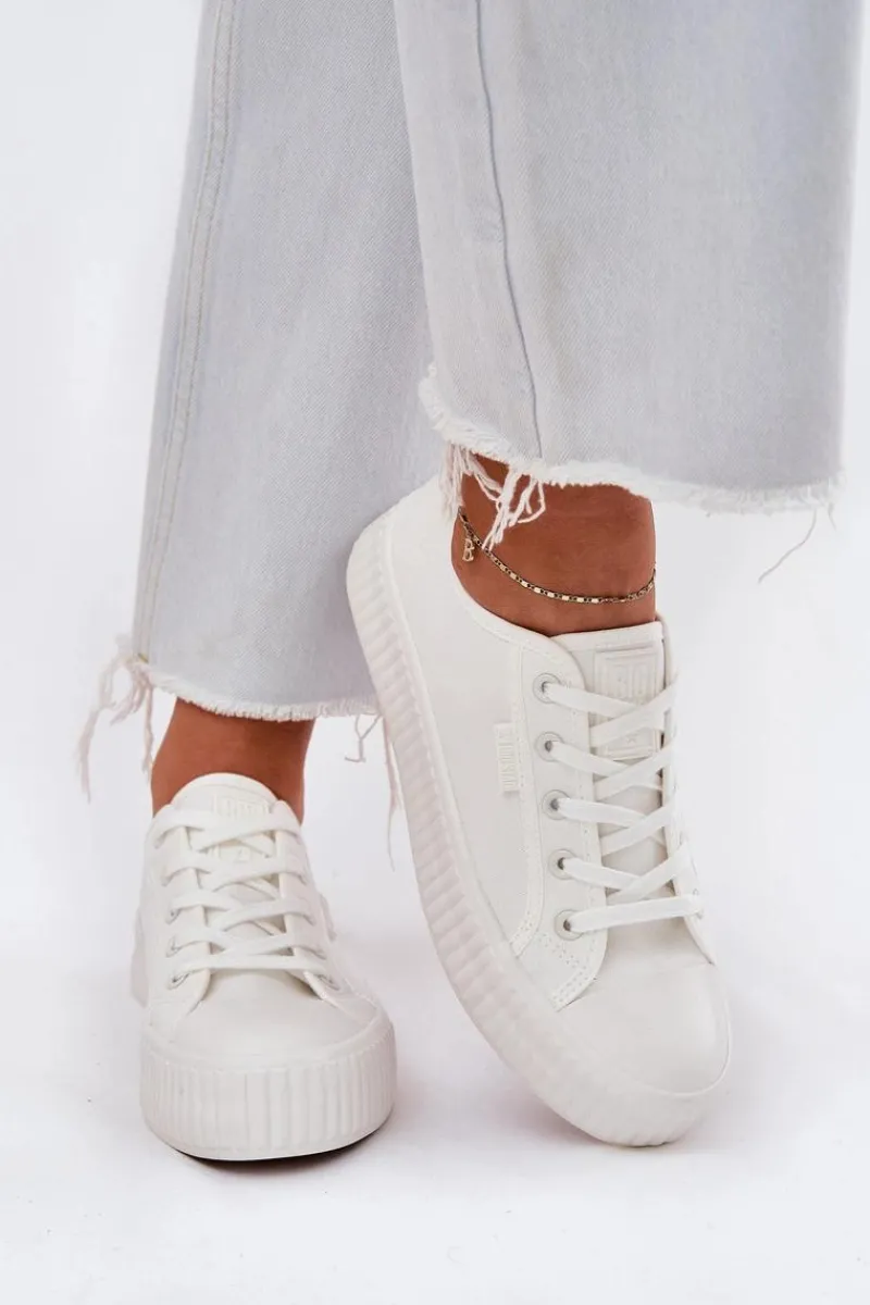 Trampki Damskie Big Star|Trampki Damskie Niskie>Big Star Shoes Materiałowe Trampki Damskie Na Platformie Big Star RR274776 Białe Biały