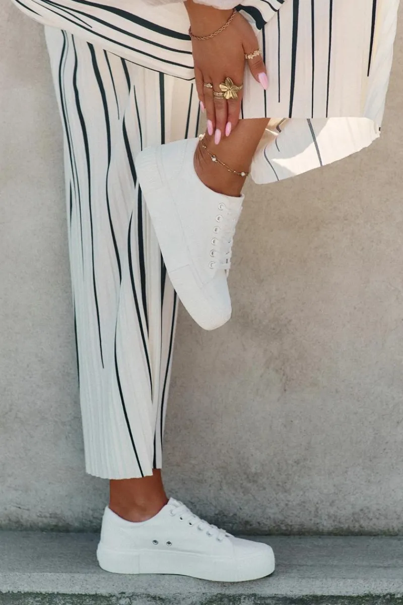 New Materiałowe Trampki Damskie Big Star RR274405 Białe Damskie Trampki Damskie Big Star|Trampki Damskie Niskie