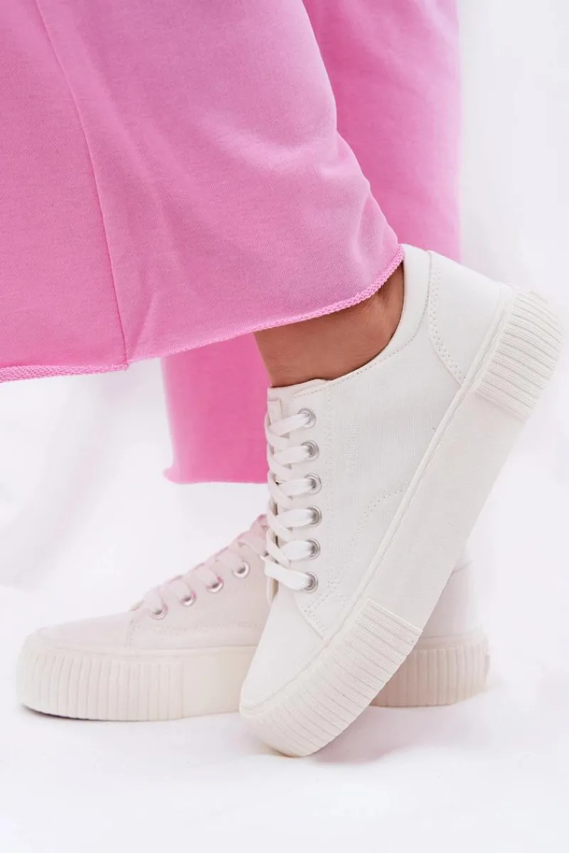 New Materiałowe Trampki Damskie Big Star RR274405 Białe Damskie Trampki Damskie Big Star|Trampki Damskie Niskie