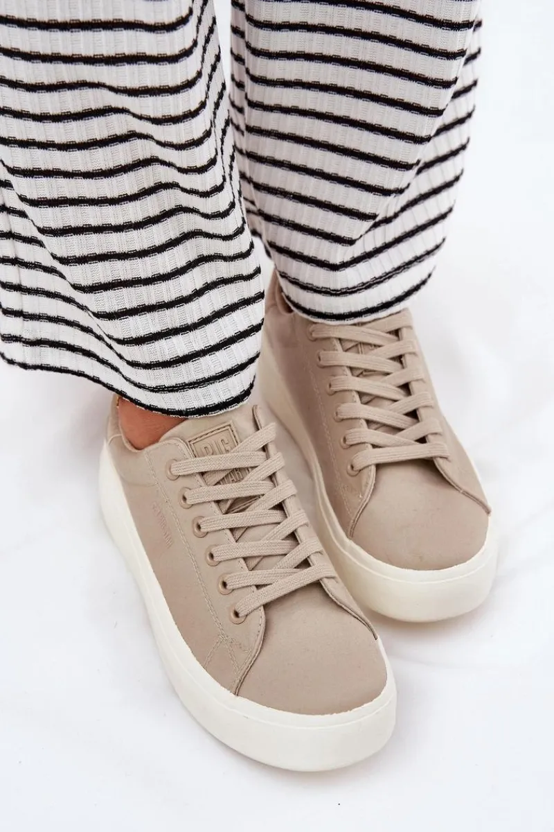 Best Materiałowe Trampki Damskie Na Platformie Big Star RR274465 Beżowe Damskie Trampki Damskie Big Star|Trampki Damskie Niskie