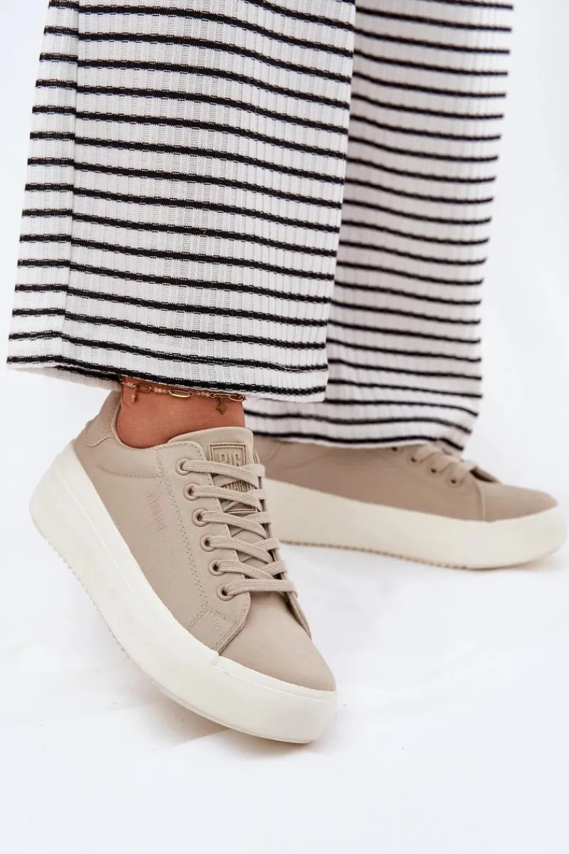 Best Materiałowe Trampki Damskie Na Platformie Big Star RR274465 Beżowe Damskie Trampki Damskie Big Star|Trampki Damskie Niskie