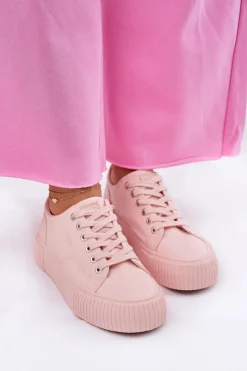 Hot Big Star Shoes Materiałowe Trampki Damskie Big Star RR274404 Różowe