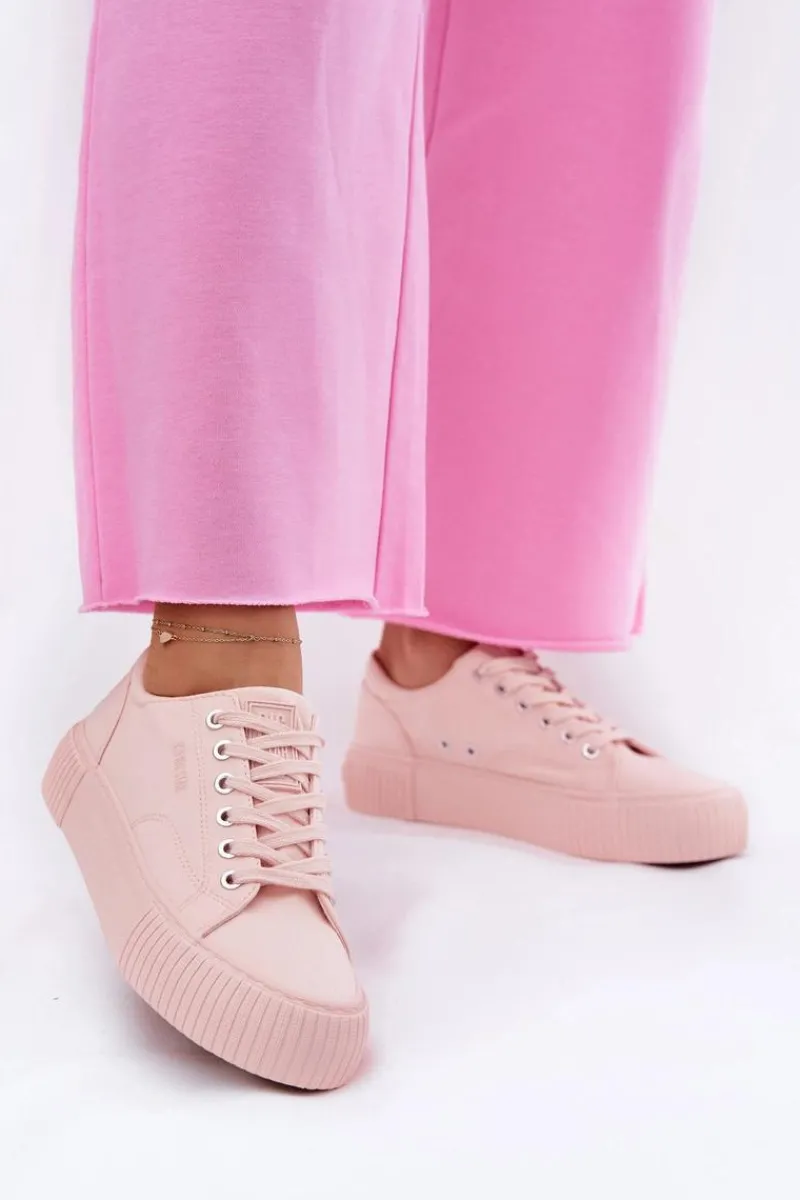 Hot Big Star Shoes Materiałowe Trampki Damskie Big Star RR274404 Różowe