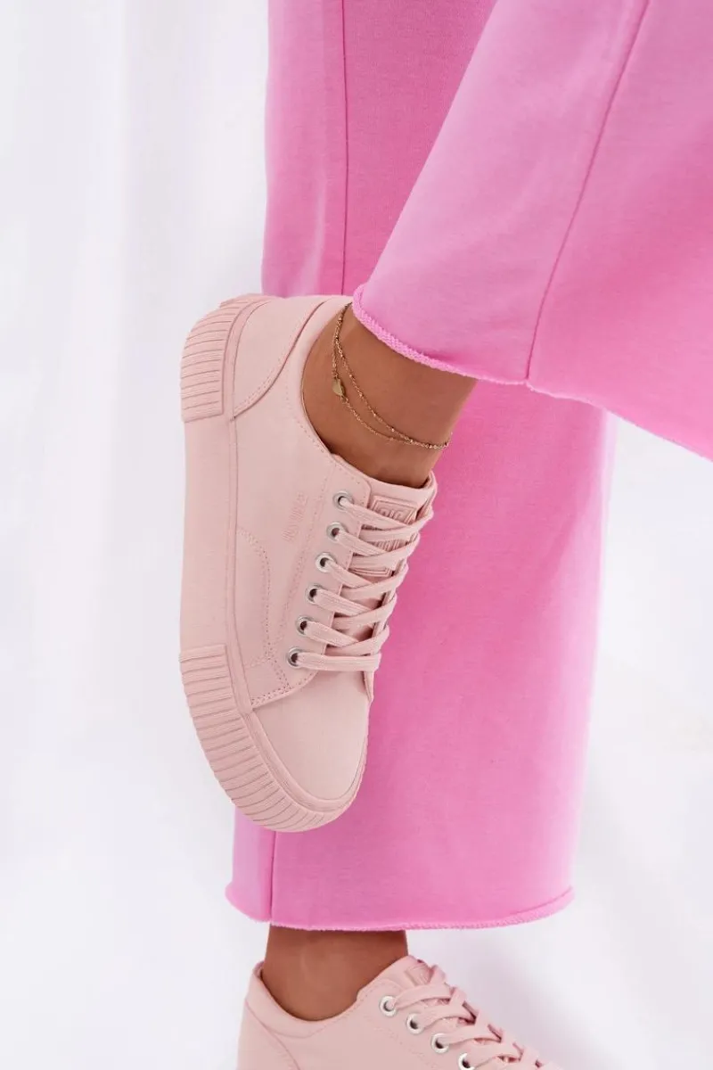 Hot Big Star Shoes Materiałowe Trampki Damskie Big Star RR274404 Różowe